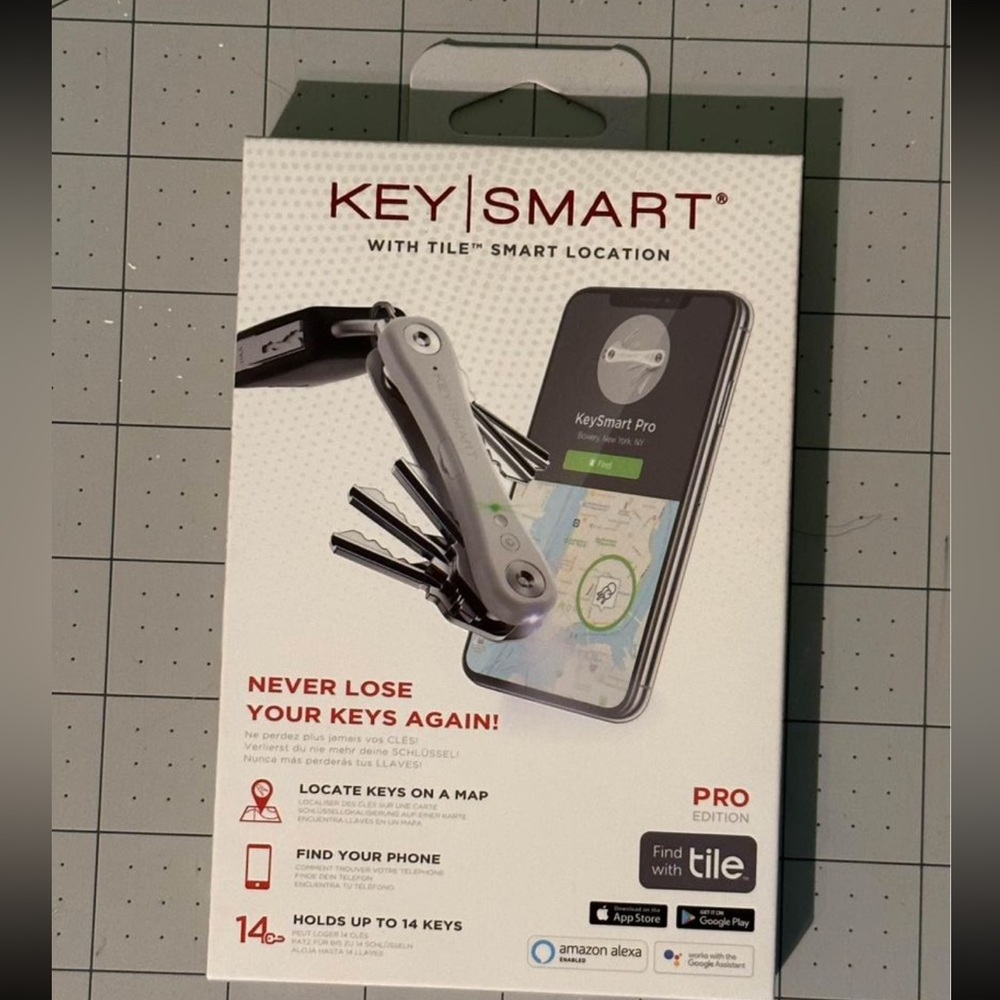 KeySmart Pro - Compact Smart Key Organizer w/ Flashlight & Tile Bluetooth